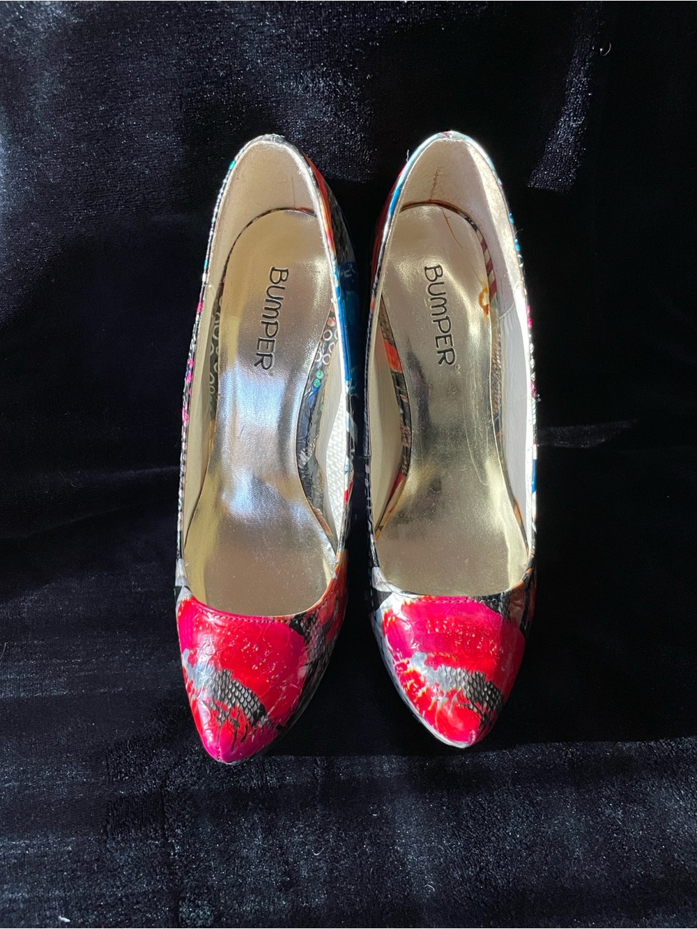 Bumper Red Snake-Print Pointed Toe Pumps
